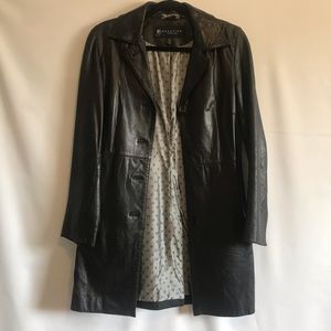 KENNETH COLE | Black Long Leather Trench Coat